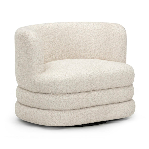 TOV Furniture Astor Swivel Lounge Chair - Durable Boucle Upholstery, 360-Degree Functionality & Lasting Comfort Cream TOV-S54598