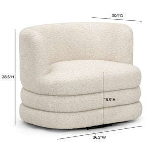 TOV Furniture Astor Swivel Lounge Chair - Durable Boucle Upholstery, 360-Degree Functionality & Lasting Comfort Cream TOV-S54598