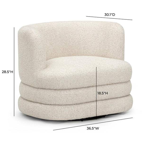 TOV Furniture Astor Swivel Lounge Chair - Durable Boucle Upholstery, 360-Degree Functionality & Lasting Comfort Cream TOV-S54598