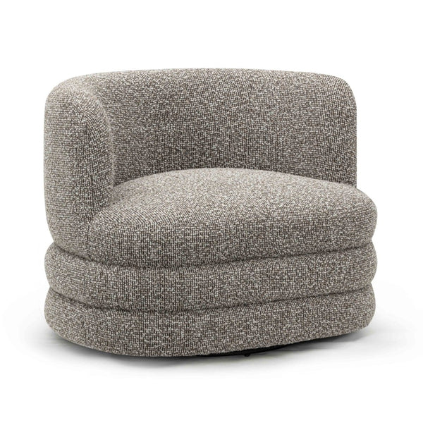 TOV Furniture Astor Swivel Lounge Chair - Durable Boucle Upholstery, 360-Degree Functionality & Lasting Comfort Heathered Grey TOV-S54599