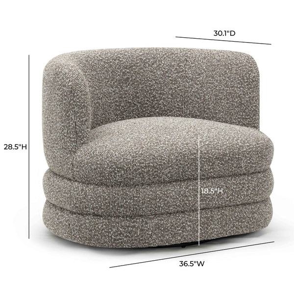 TOV Furniture Astor Swivel Lounge Chair - Durable Boucle Upholstery, 360-Degree Functionality & Lasting Comfort Heathered Grey TOV-S54599