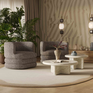 TOV Furniture Astor Swivel Lounge Chair - Durable Boucle Upholstery, 360-Degree Functionality & Lasting Comfort Heathered Grey TOV-S54599