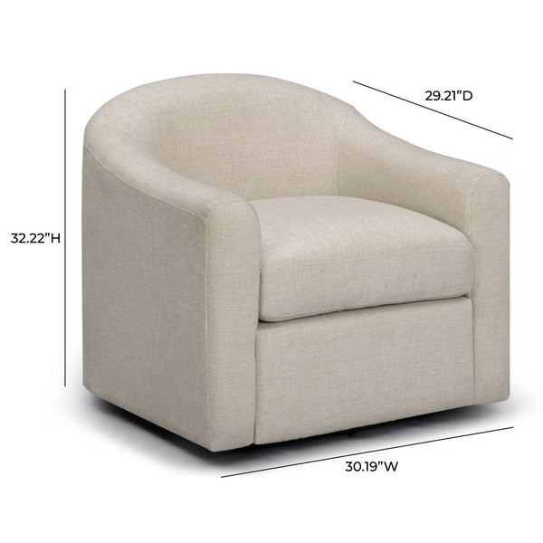 TOV Furniture Thao Basketweave Swivel Chair – Elegant Comfort with 360-Degree Movement for Stylish Living Spaces Cream TOV-S54603