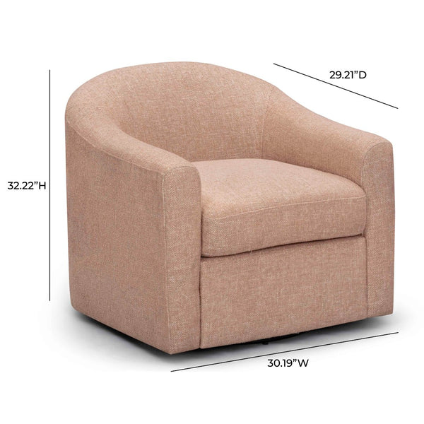 TOV Furniture Thao Basketweave Swivel Chair – Elegant Comfort with 360-Degree Movement for Stylish Living Spaces Blush TOV-S54604