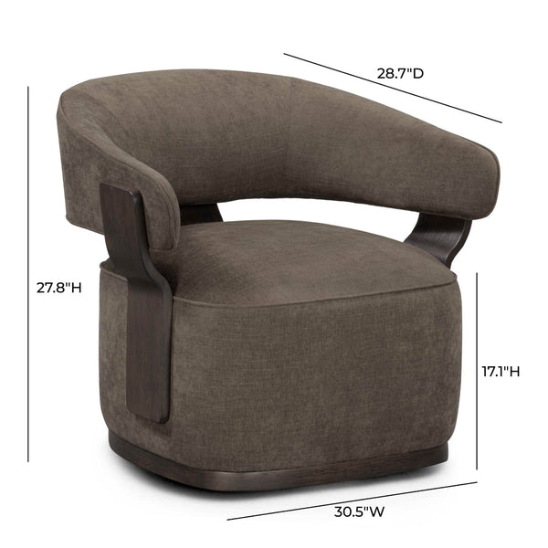 TOV Furniture Madison Linen Chenille Swivel Accent Chair - Stylish, Durable Comfort for Living Spaces and Offices Mink TOV-S54670