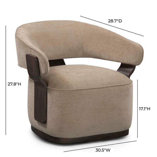 TOV Furniture Madison Linen Chenille Swivel Accent Chair - Stylish, Durable Comfort for Living Spaces and Offices Stone TOV-S54671