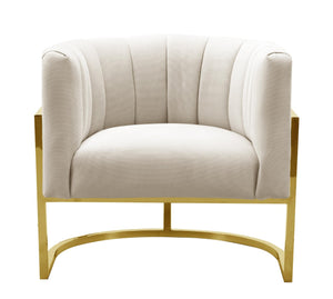 TOV Furniture Magnolia Spotted Cream Velvet Accent Chair with Gold Base - Modern Glamour for Chic Spaces TOV-S6150
