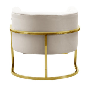 TOV Furniture Magnolia Spotted Cream Velvet Accent Chair with Gold Base - Modern Glamour for Chic Spaces TOV-S6150