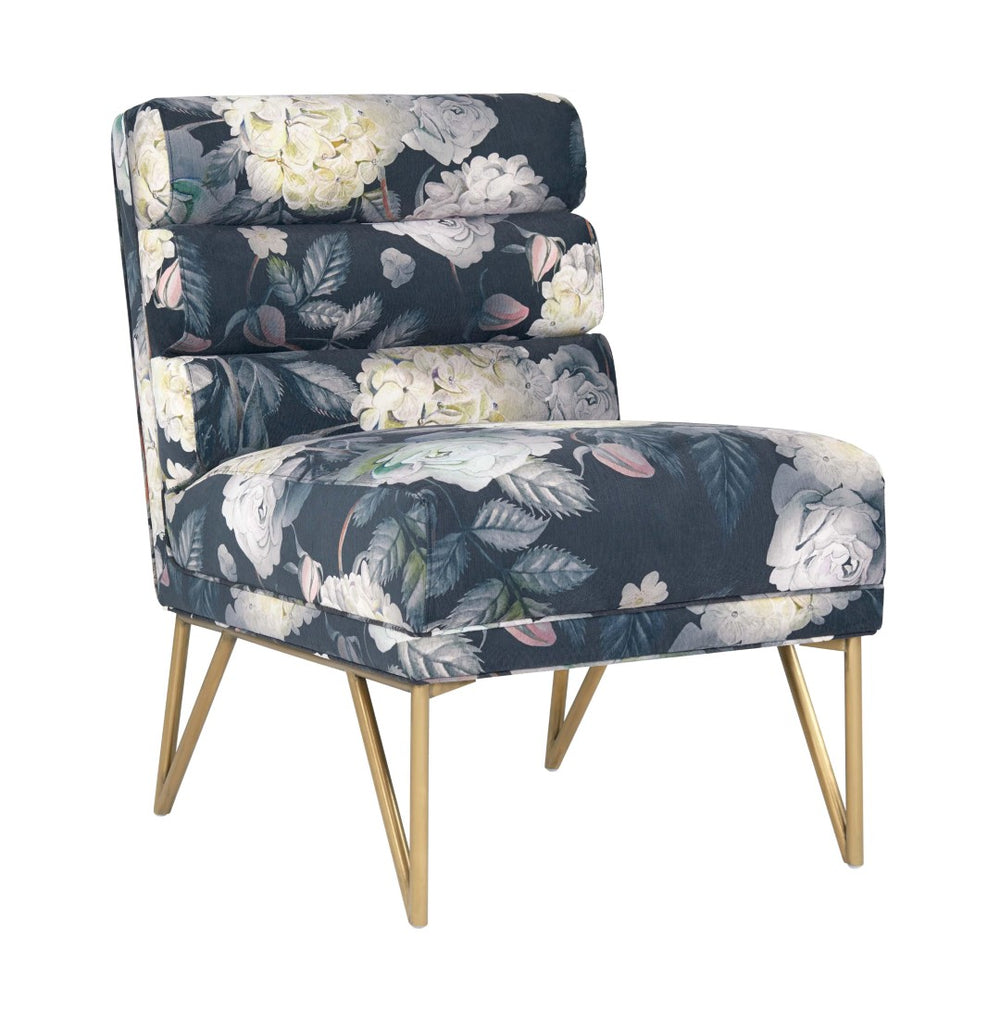 TOV Furniture Kelly Velvet Accent Chair - Elegant Channel-Tufted Design with Gold Legs for Modern Living Spaces TOV-S6334