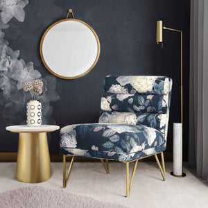 TOV Furniture Kelly Velvet Accent Chair - Elegant Channel-Tufted Design with Gold Legs for Modern Living Spaces TOV-S6334