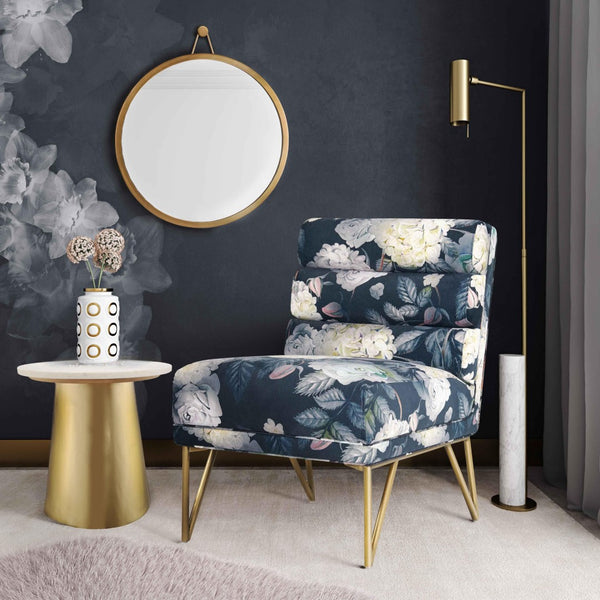 TOV Furniture Kelly Velvet Accent Chair - Elegant Channel-Tufted Design with Gold Legs for Modern Living Spaces TOV-S6334