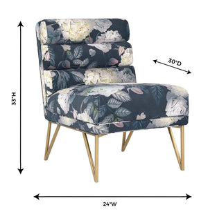 TOV Furniture Kelly Velvet Accent Chair - Elegant Channel-Tufted Design with Gold Legs for Modern Living Spaces TOV-S6334