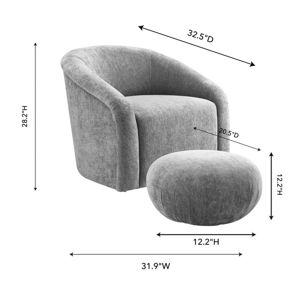 TOV Furniture Boboli Velvet Chair and Ottoman Set - Modern Elegance with Ergonomic Comfort in Multiple Colors! TOV-S6382