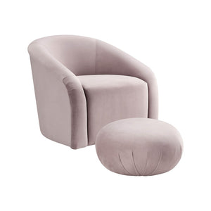 TOV Furniture Boboli Velvet Chair and Ottoman Set - Elegant Barrel Design for Stylish Living Rooms and Nooks Mauve TOV-S6383