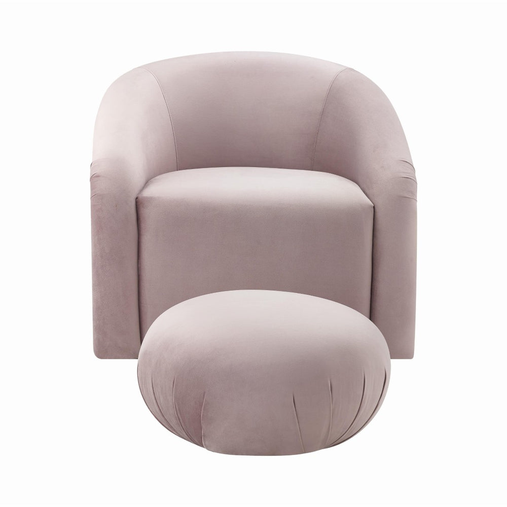 TOV Furniture Boboli Velvet Chair and Ottoman Set - Elegant Barrel Design for Stylish Living Rooms and Nooks Mauve TOV-S6383