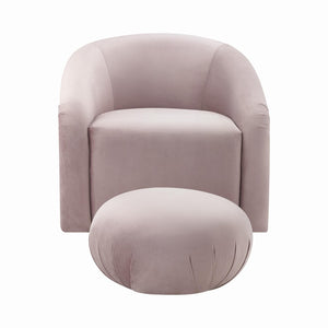 TOV Furniture Boboli Velvet Chair and Ottoman Set - Elegant Barrel Design for Stylish Living Rooms and Nooks Mauve TOV-S6383