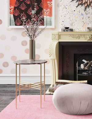 TOV Furniture Boboli Velvet Chair and Ottoman Set - Elegant Barrel Design for Stylish Living Rooms and Nooks Mauve TOV-S6383