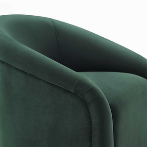 TOV Furniture Boboli Velvet Chair and Ottoman Set - Elegant Barrel Design for Stylish Living Rooms and Nooks Forest Green TOV-S6384