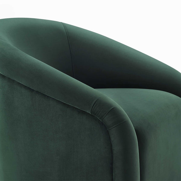 TOV Furniture Boboli Velvet Chair and Ottoman Set - Elegant Barrel Design for Stylish Living Rooms and Nooks Forest Green TOV-S6384