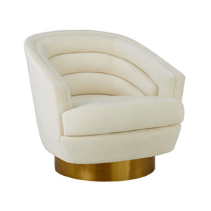 TOV Furniture Canyon Velvet Swivel Chair - Luxurious Comfort with Elegant Design & Gold Base for Modern Living Spaces Cream TOV-S6403