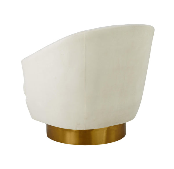 TOV Furniture Canyon Velvet Swivel Chair - Luxurious Comfort with Elegant Design & Gold Base for Modern Living Spaces Cream TOV-S6403