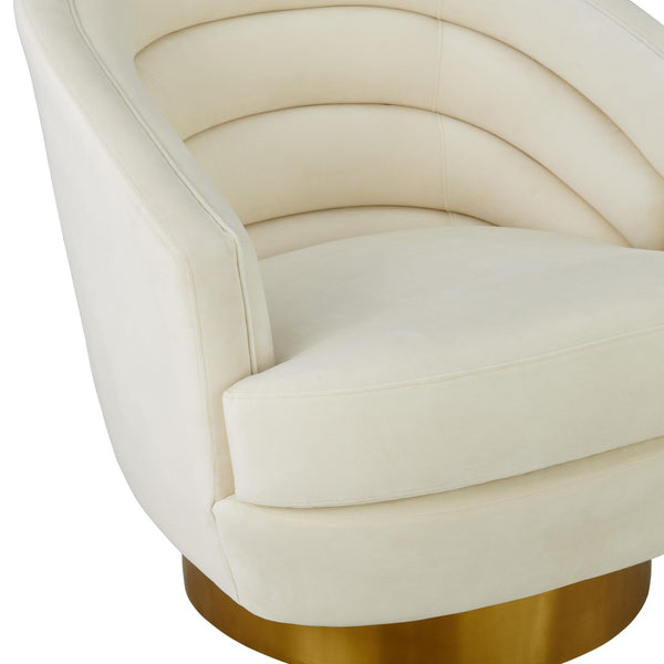 TOV Furniture Canyon Velvet Swivel Chair - Luxurious Comfort with Elegant Design & Gold Base for Modern Living Spaces Cream TOV-S6403