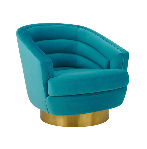 TOV Furniture Canyon Velvet Swivel Chair - Luxurious Comfort with Elegant Design & Gold Base for Modern Living Spaces Blue TOV-S6404