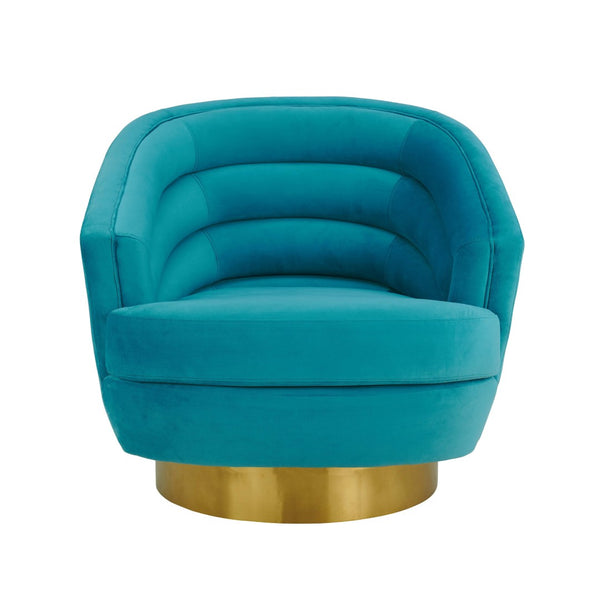 TOV Furniture Canyon Velvet Swivel Chair - Luxurious Comfort with Elegant Design & Gold Base for Modern Living Spaces Blue TOV-S6404