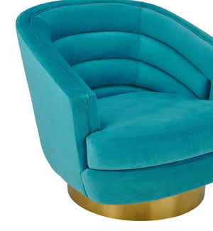 TOV Furniture Canyon Velvet Swivel Chair - Luxurious Comfort with Elegant Design & Gold Base for Modern Living Spaces Blue TOV-S6404