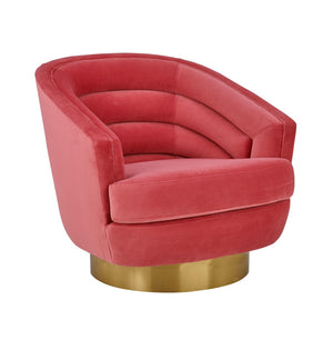 TOV Furniture Canyon Velvet Swivel Chair - Luxurious Comfort with Elegant Design & Gold Base for Modern Living Spaces Pink TOV-S6405