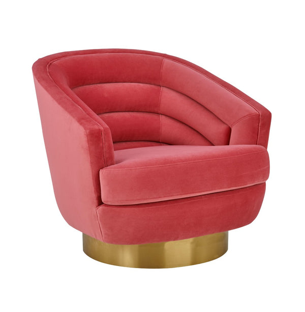 TOV Furniture Canyon Velvet Swivel Chair - Luxurious Comfort with Elegant Design & Gold Base for Modern Living Spaces Pink TOV-S6405