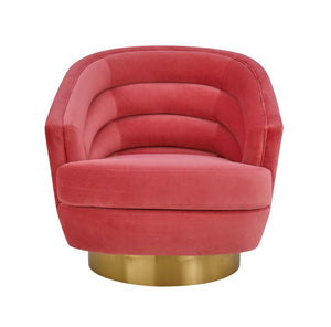 TOV Furniture Canyon Velvet Swivel Chair - Luxurious Comfort with Elegant Design & Gold Base for Modern Living Spaces Pink TOV-S6405