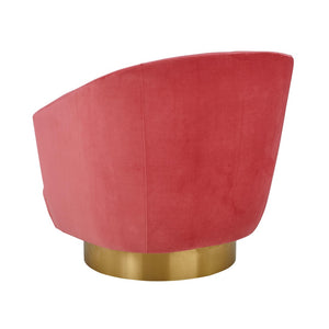 TOV Furniture Canyon Velvet Swivel Chair - Luxurious Comfort with Elegant Design & Gold Base for Modern Living Spaces Pink TOV-S6405