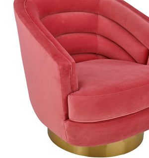 TOV Furniture Canyon Velvet Swivel Chair - Luxurious Comfort with Elegant Design & Gold Base for Modern Living Spaces Pink TOV-S6405