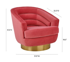 TOV Furniture Canyon Velvet Swivel Chair - Luxurious Comfort with Elegant Design & Gold Base for Modern Living Spaces Pink TOV-S6405