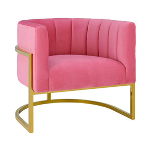 TOV Furniture Magnolia Velvet Accent Chair - Contemporary Luxe Design with Gold Base for Modern Elegance Pink TOV-S6427
