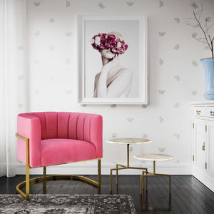 TOV Furniture Magnolia Velvet Accent Chair - Contemporary Luxe Design with Gold Base for Modern Elegance Pink TOV-S6427