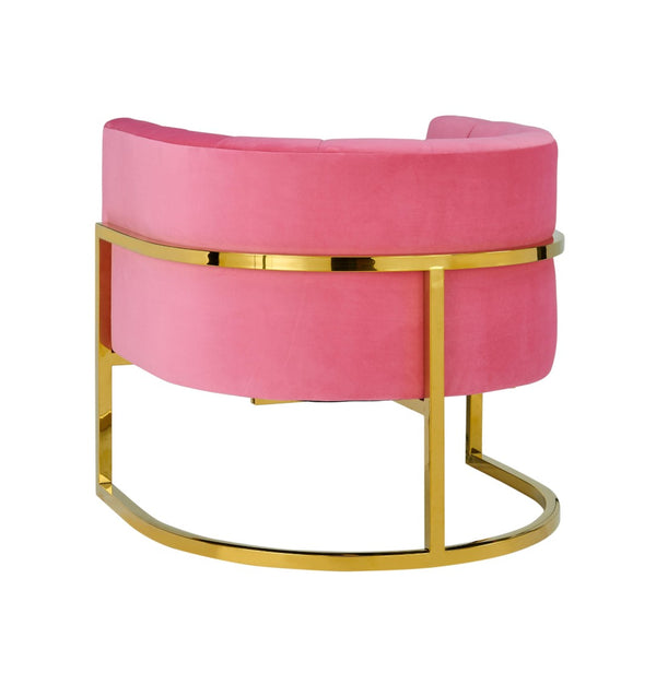 TOV Furniture Magnolia Velvet Accent Chair - Contemporary Luxe Design with Gold Base for Modern Elegance Pink TOV-S6427