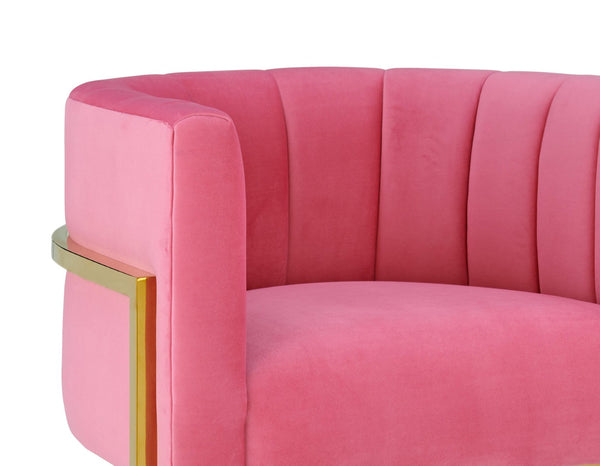 TOV Furniture Magnolia Velvet Accent Chair - Contemporary Luxe Design with Gold Base for Modern Elegance Pink TOV-S6427