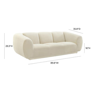 TOV Furniture Emmet Luxurious Velvet Sofa - Stylish Handmade Centerpiece for Modern Living Rooms & Lounges Cream TOV-S6445