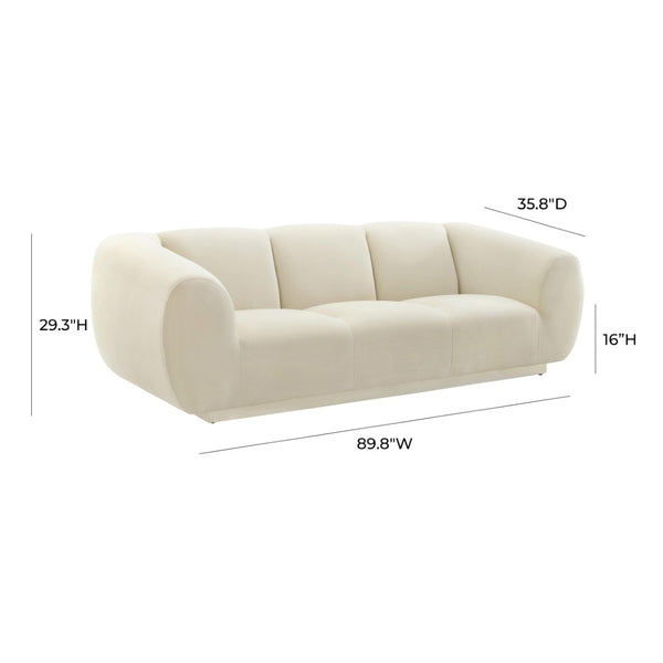 TOV Furniture Emmet Luxurious Velvet Sofa - Stylish Handmade Centerpiece for Modern Living Rooms & Lounges Cream TOV-S6445