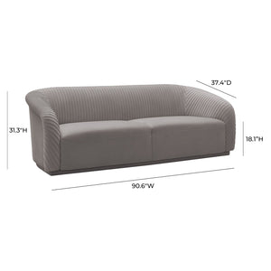 TOV Furniture Yara Luxurious Pleated Velvet Sofa - Elevate Your Living Space with Comfort and Style Today! Grey TOV-S6456