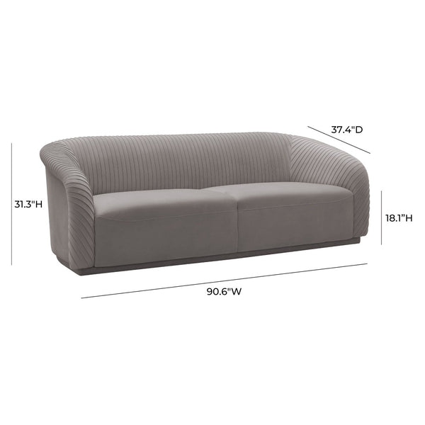 TOV Furniture Yara Luxurious Pleated Velvet Sofa - Elevate Your Living Space with Comfort and Style Today! Grey TOV-S6456