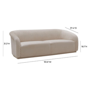 TOV Furniture Yara Luxurious Pleated Velvet Sofa - Elevate Your Living Space with Comfort and Style Today! Beige TOV-S6457