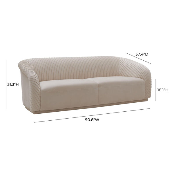 TOV Furniture Yara Luxurious Pleated Velvet Sofa - Elevate Your Living Space with Comfort and Style Today! Beige TOV-S6457