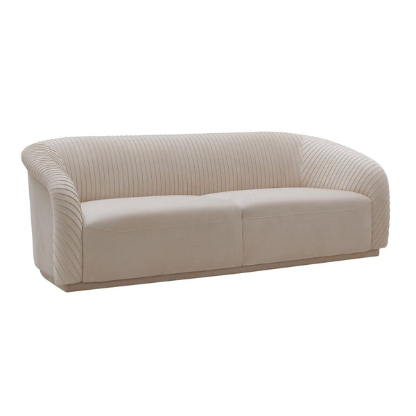 TOV Furniture Yara Luxurious Pleated Velvet Sofa - Elevate Your Living Space with Comfort and Style Today! Beige TOV-S6457