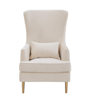 TOV Furniture Alina Wingback Accent Chair - Elegant Tufted Back Design with Plush Velvet and Gold-Finished Legs Cream TOV-S6477