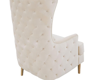 TOV Furniture Alina Wingback Accent Chair - Elegant Tufted Back Design with Plush Velvet and Gold-Finished Legs Cream TOV-S6477