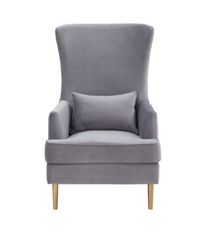 TOV Furniture Alina Wingback Accent Chair - Elegant Tufted Back Design with Plush Velvet and Gold-Finished Legs Grey TOV-S6478