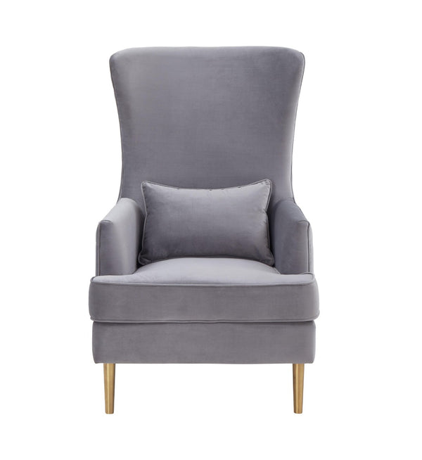 TOV Furniture Alina Wingback Accent Chair - Elegant Tufted Back Design with Plush Velvet and Gold-Finished Legs Grey TOV-S6478